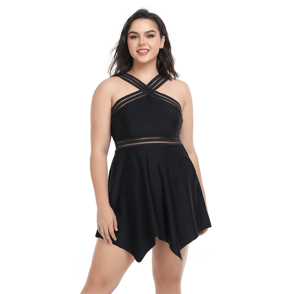 Plus Size Hanging Neck One Piece Swimsuit for Women