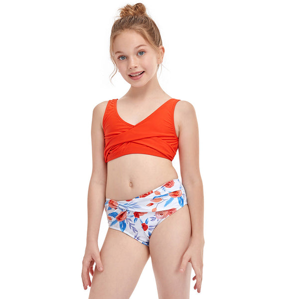 Two Pieces Florals Binkini Girl Swimsuit