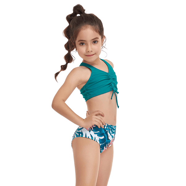 V Top Two Pieces Halter Girl Swimsuit