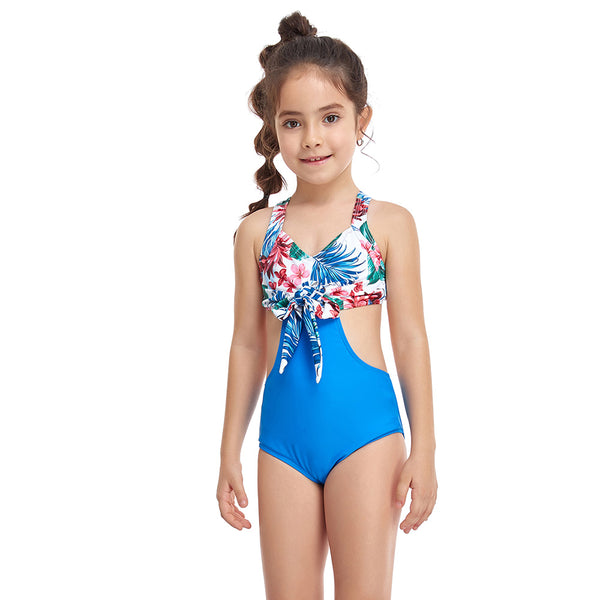 Cross-strap Halter One Piece Girl Swimsuit