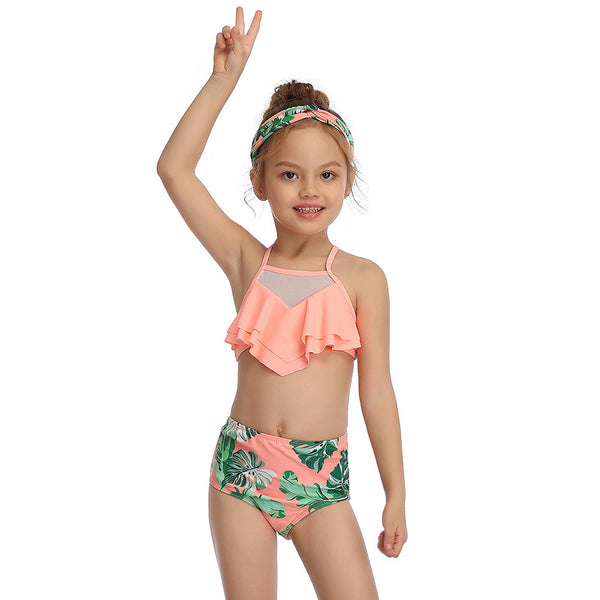 Floral Printed Bikini Girl Swimsuit