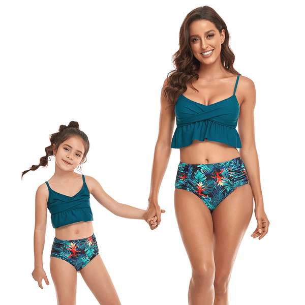 Two Pieces Bikini Ruffle Mommy and Me swimsuits