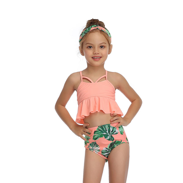 Ruffled Bikini Tops High Waist Girl Swimsuit