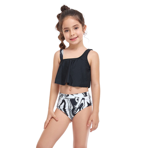 Floral Regular Two Pieces Tankini Girl Swimsuit