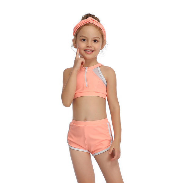 Solid Colour High Top Girl Swimsuit