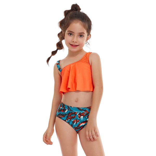 Floral Regular Two Pieces Tankini Girl Swimsuit