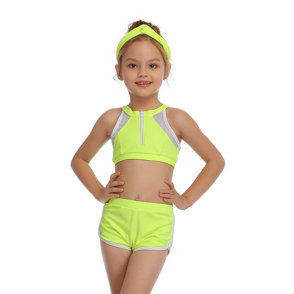 Solid Colour High Top Girl Swimsuit