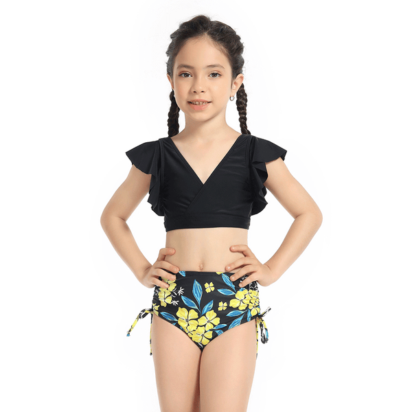 Backless Floral Printed Hedging Girl Swimsuit