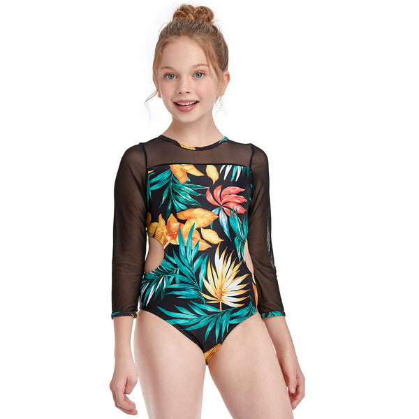 Long-sleeve Printed Regular Girl Swimsuit