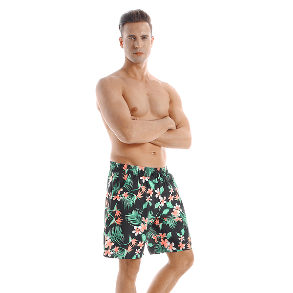 Floral Print  Swimtrunks with Pockets Swimsuit for Men