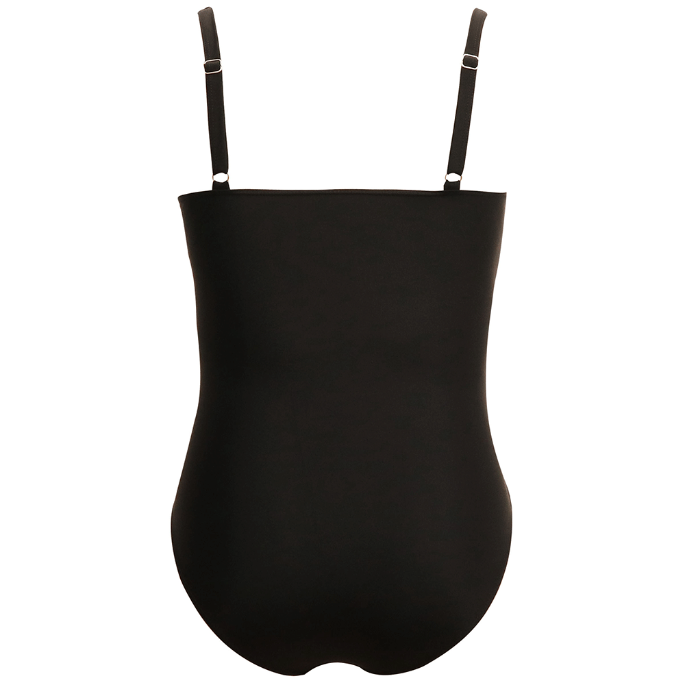 Plus Size Solid Tummy Black  One Piece Swimsuit