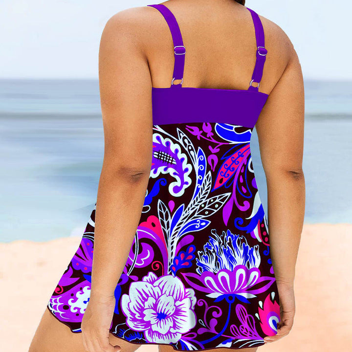 Plus Size Print Two Pieces Tankini Swimsuit For Women Minimewear 6519