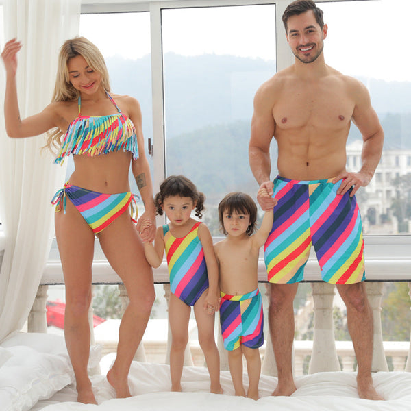 Family Matching Rainbow Printed Swimsuits