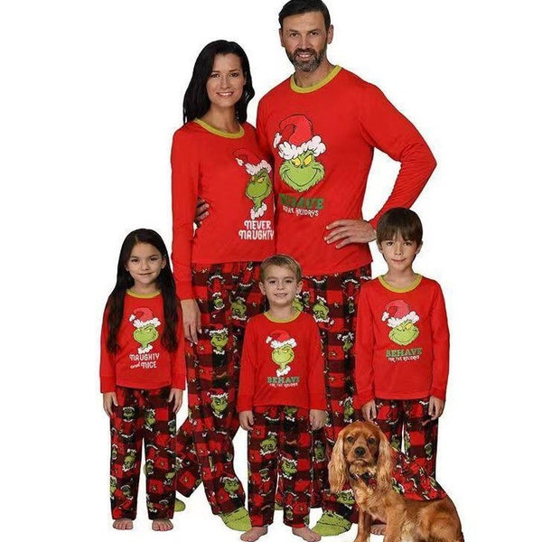 Merry Christmas family cotton pajama set with cute cartoon print