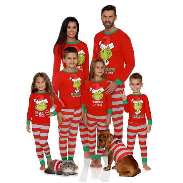 Merry Christmas Family Striped Pajama Set