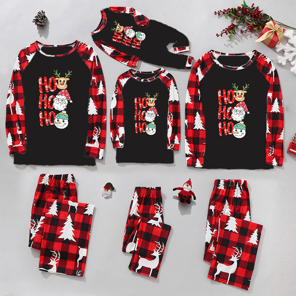 Christmas family plaid print matching pajamas