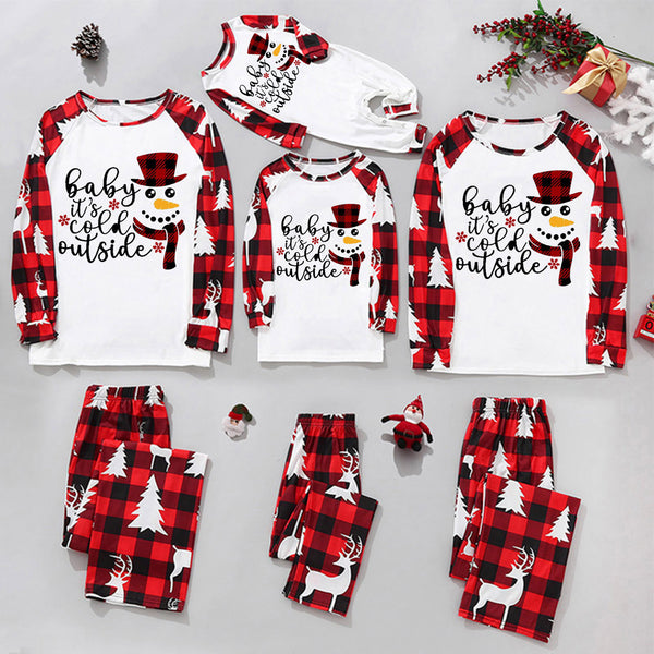 Christmas family matching pajamas with snowman print