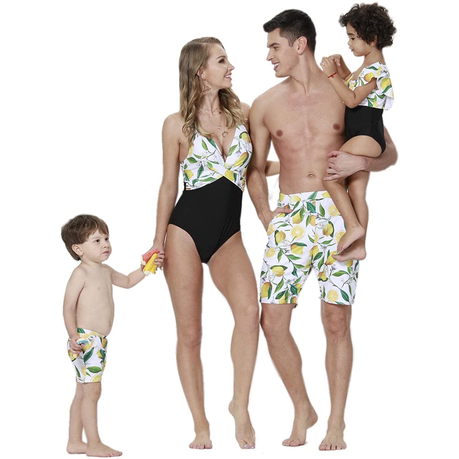 Family Matching V Neck Coconut Tree Printed Swimsuits